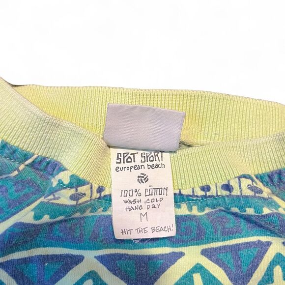 Vintage 80 SpotSport European Beach Multi Green colors Surfwear T Shirt Sz M ~ L - Picture 3 of 8
